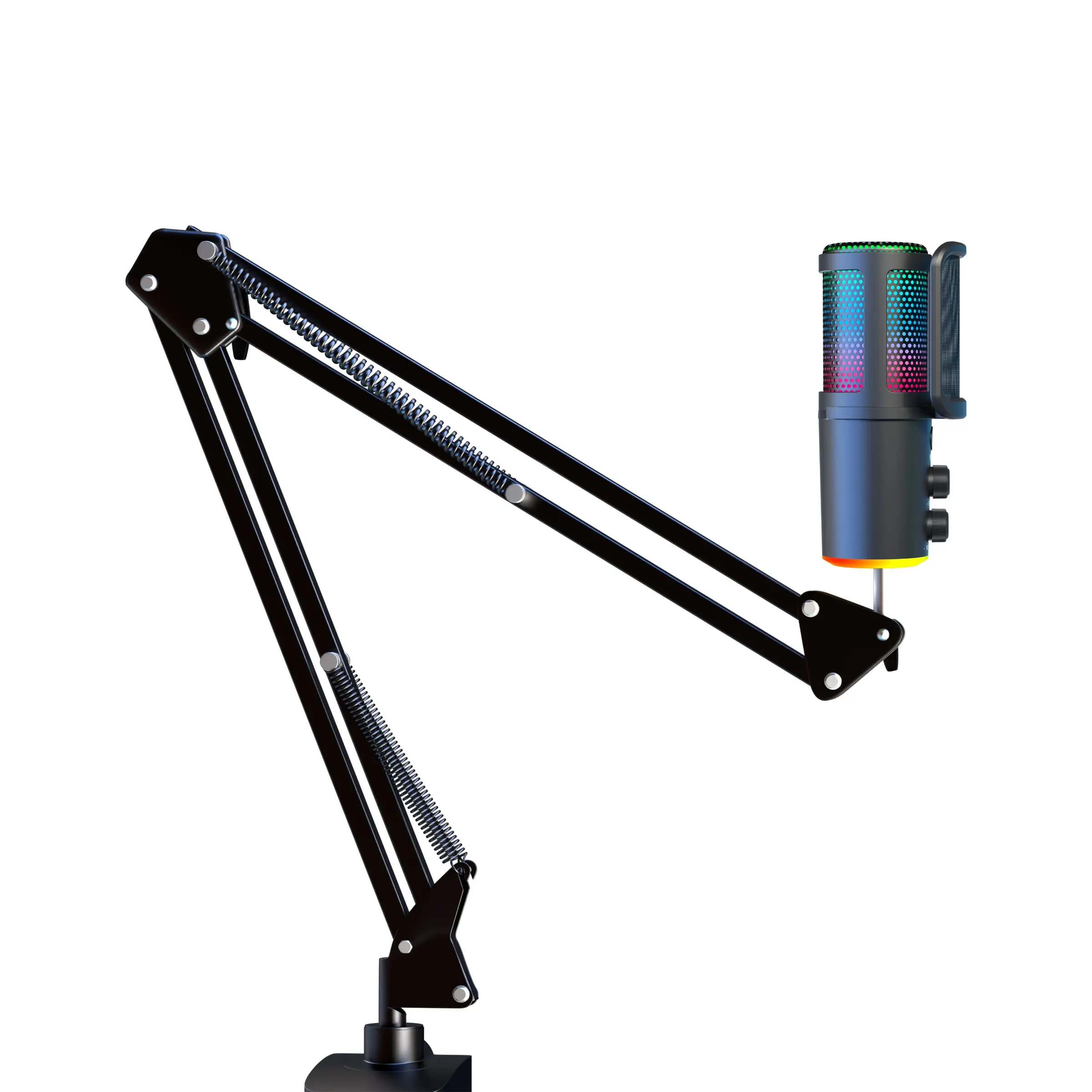 Game microphone set, XLR/USB for PS4/5 and Mac USB condenser microphone, streaming media, condenser microphone with fast mute, tripod, popular filters, RGB indicator lights, shock mount, rotating gain button