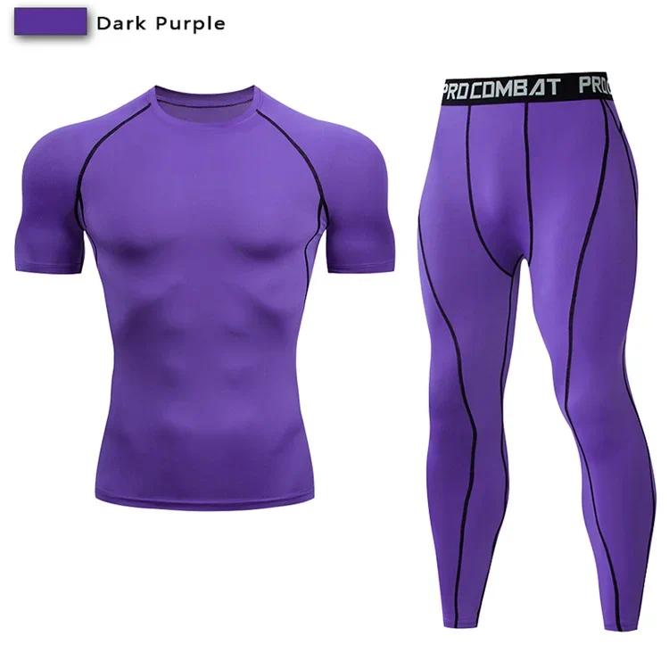2pcs Men's Compression Sportswear Suit Elastic Training Yoga Sets Workout Jogging Fitness Clothing Tracksuit Pants Sporting