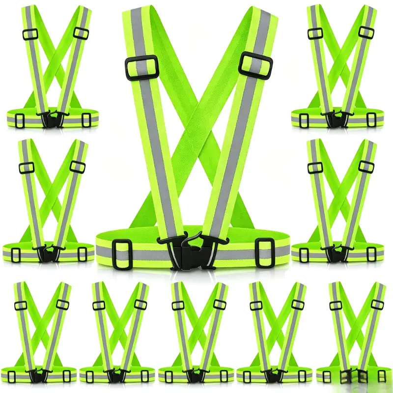10 Pack High Visibility Reflective Safety Vest, Adjustable Unisex 360-Degree 360°Visible Gear for Nighttime Activities, Quickly Noticed by Drivers, Running Cycling Walking