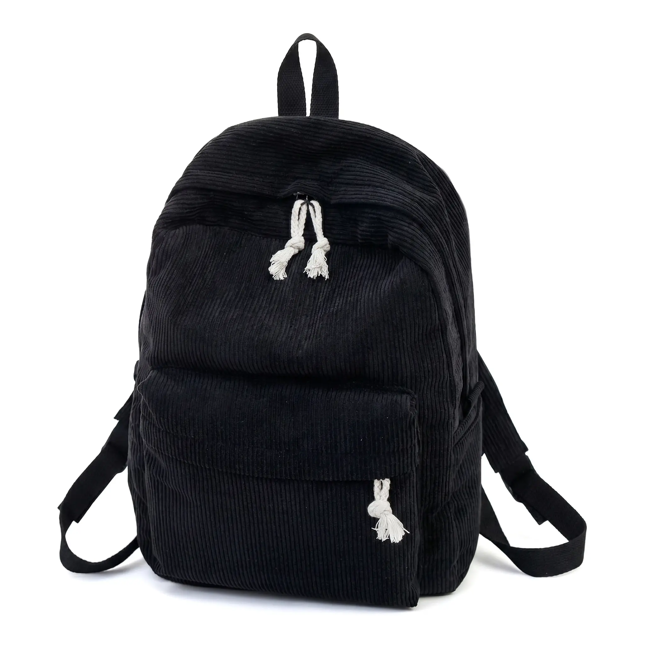 Casual Corduroy Backpack for Women, a Vintage Plain Rucksack with Kawaii Plush Fleece, Spacious Unisex Zip Daypack for School & Travel, Cute Backpacks For School, Cozy, Campus Life, School Backpacks