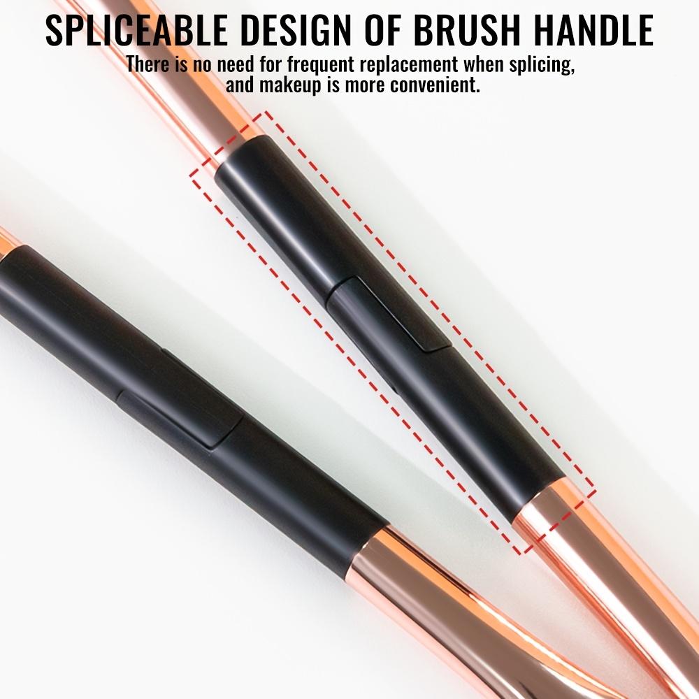 6-in-1 Extendable Makeup Brush Set with Retractable Blush & Foundation Brush & 2 Double-Ended Eyeshadow Brushes - Portable Travel-Friendly Compact Suitable for Skin Types, Concealed Angled Foundation Tip, Detachable Nylon Bristles for -the-