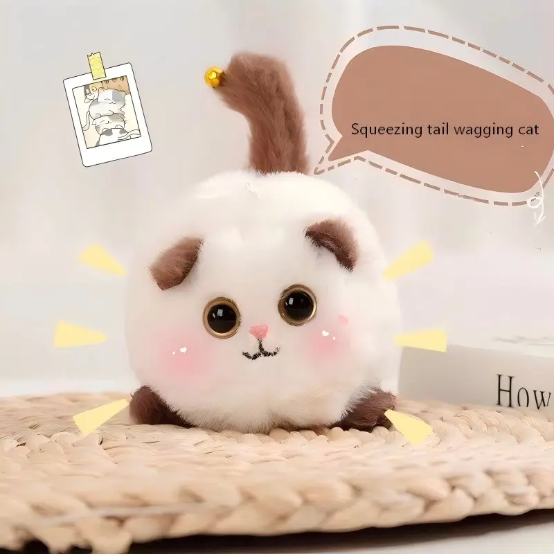 Fun Tail Waving Sound Cat Keychain, Stress Relief Plush Toy, Backpack Key Holder, Perfect Gift Item, Cute Small Accessory