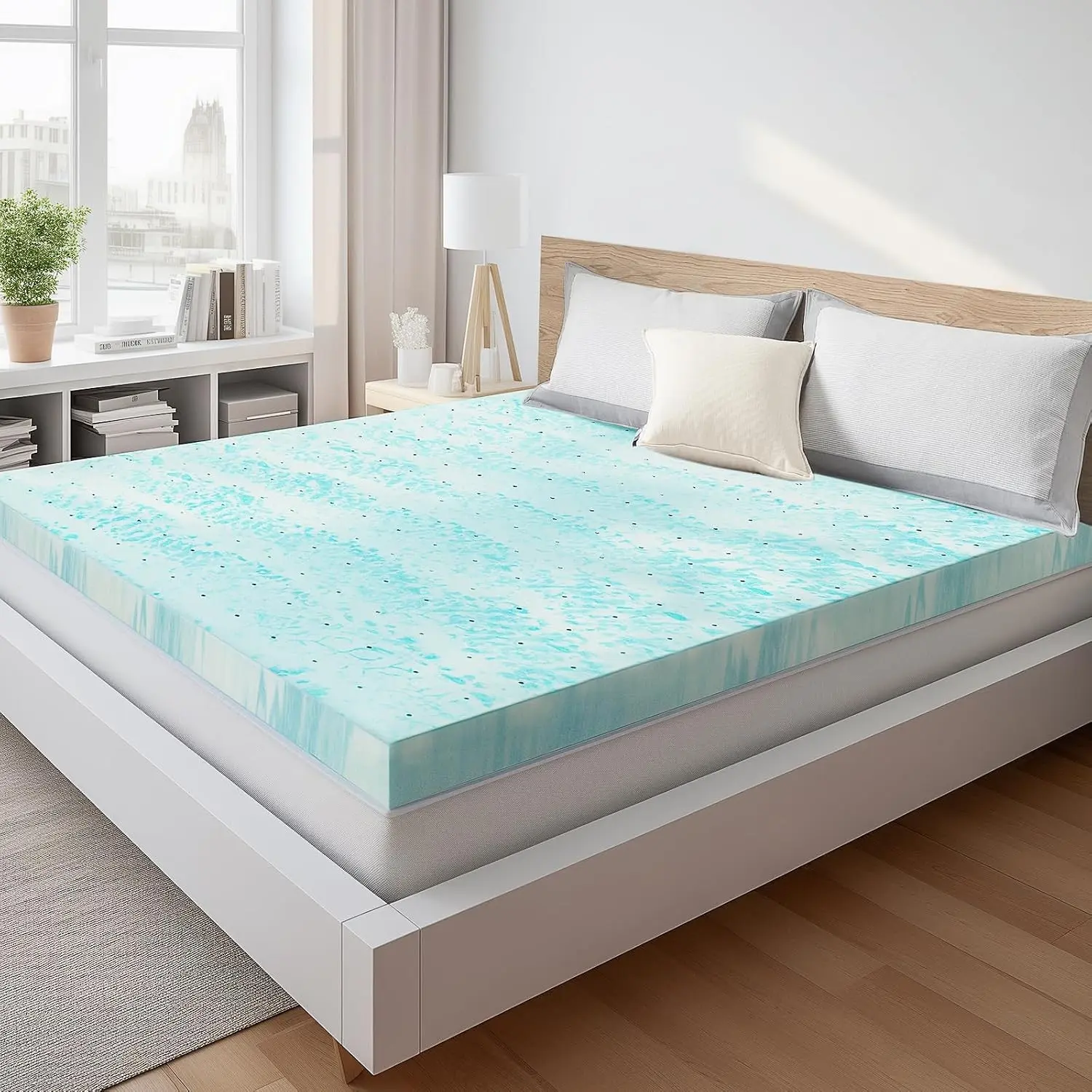 3 Inch Gel Cool Memory Foam Mattress Topper, Twin XL Size, Ventilated Breathable Thick Mattress Topper for Sleeper Sofa, RV