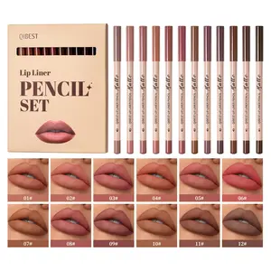 12-Piece Matte Lip Liner Set, Long-Lasting Velvet Finish, Various Colors, Perfect for Daily Makeup & Beauty Essentials