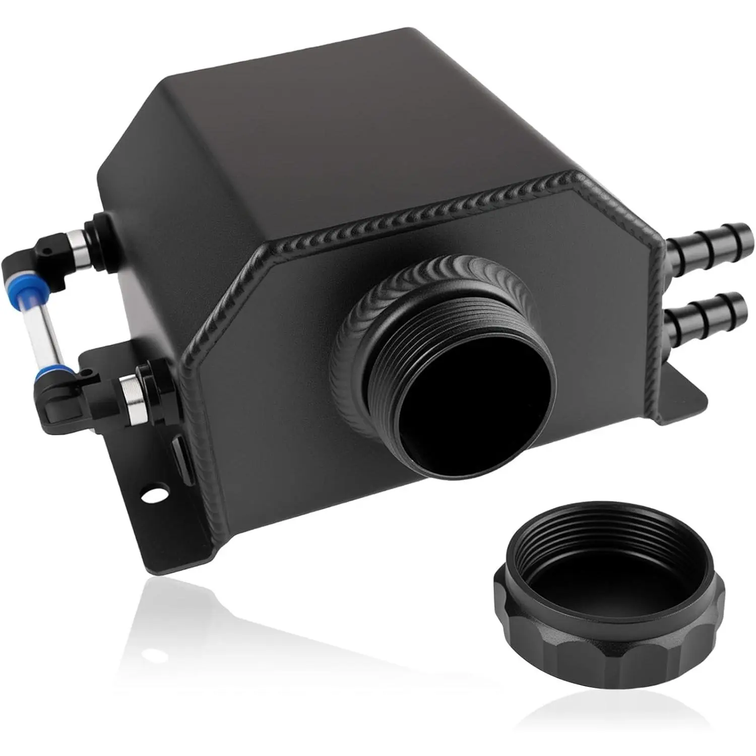 Aluminum 1L Black Coolant Overflow Expansion Radiator Reservoir Tank for Universal Cars
