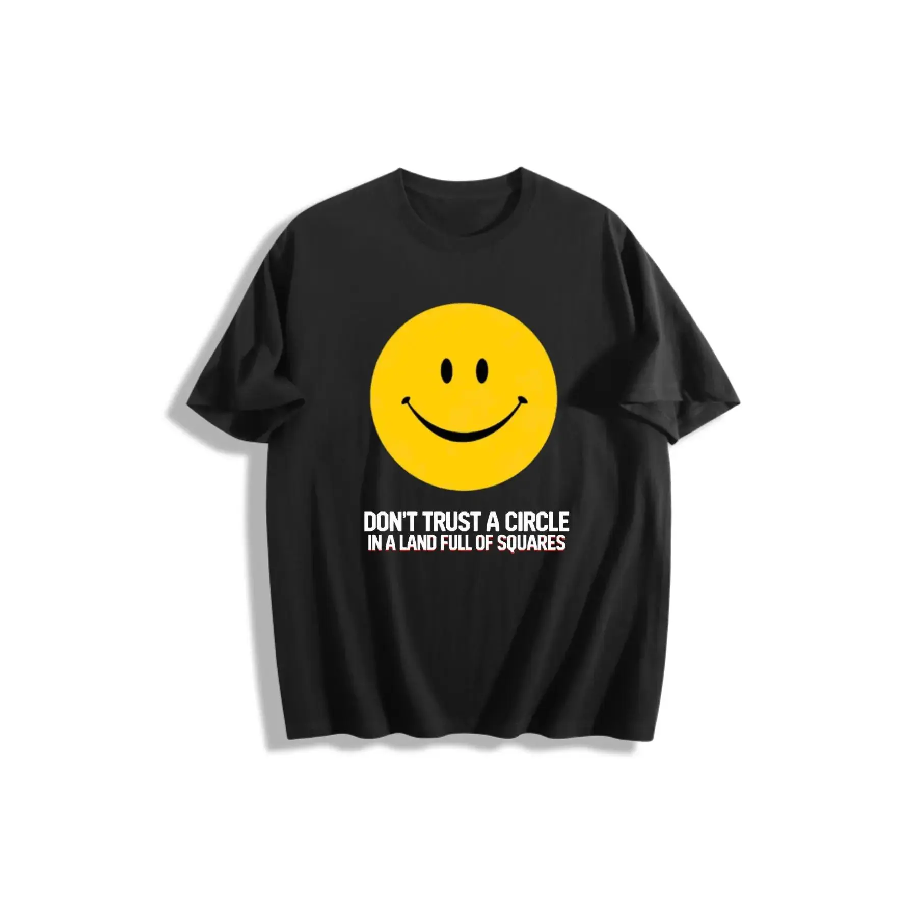 VERITY CIRCLE WARNING GRAPHIC HEAVY COTTON TEE Meme Don't Trust A Circle Funny Gamer Graphic Heavyweight Cotton T-Shirt #   VerityMeme Menswear Top