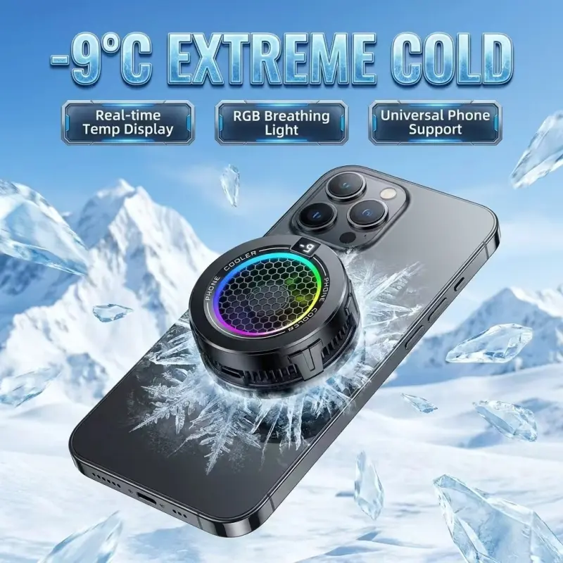 Best-Selling Magnetic Phone Cooler, Cellphone Cooler with Digital Display, 3-Gear Adjustable Semiconductor Ice Cooling Back Clip