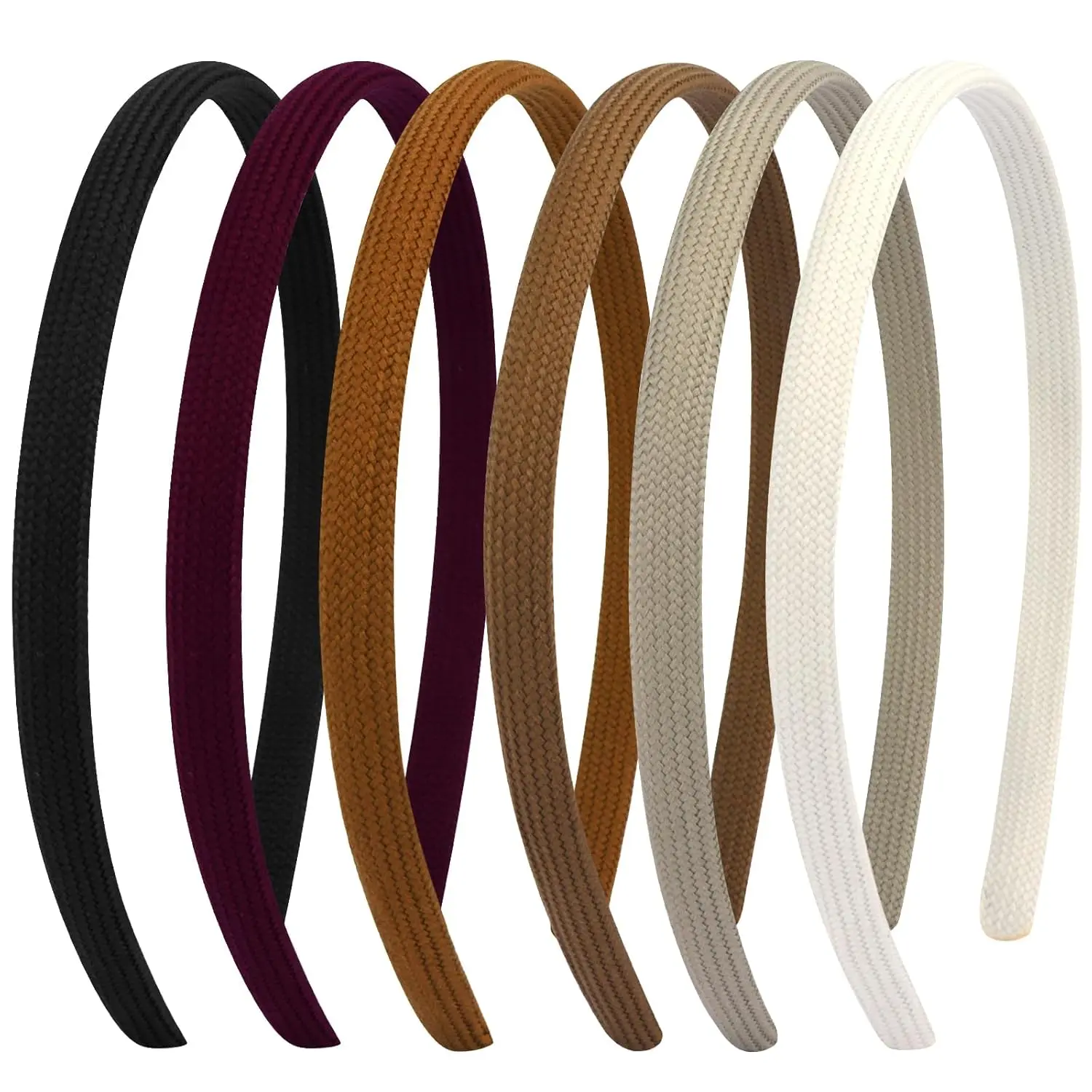 6Pcs Thin Headbands For Women Girls No Headache Pressure Comfortable Headbands for Women Non Slip Fabric Skinny Narrow Hairbands Head Bands for Women's Hair Accessories (Natural Color)