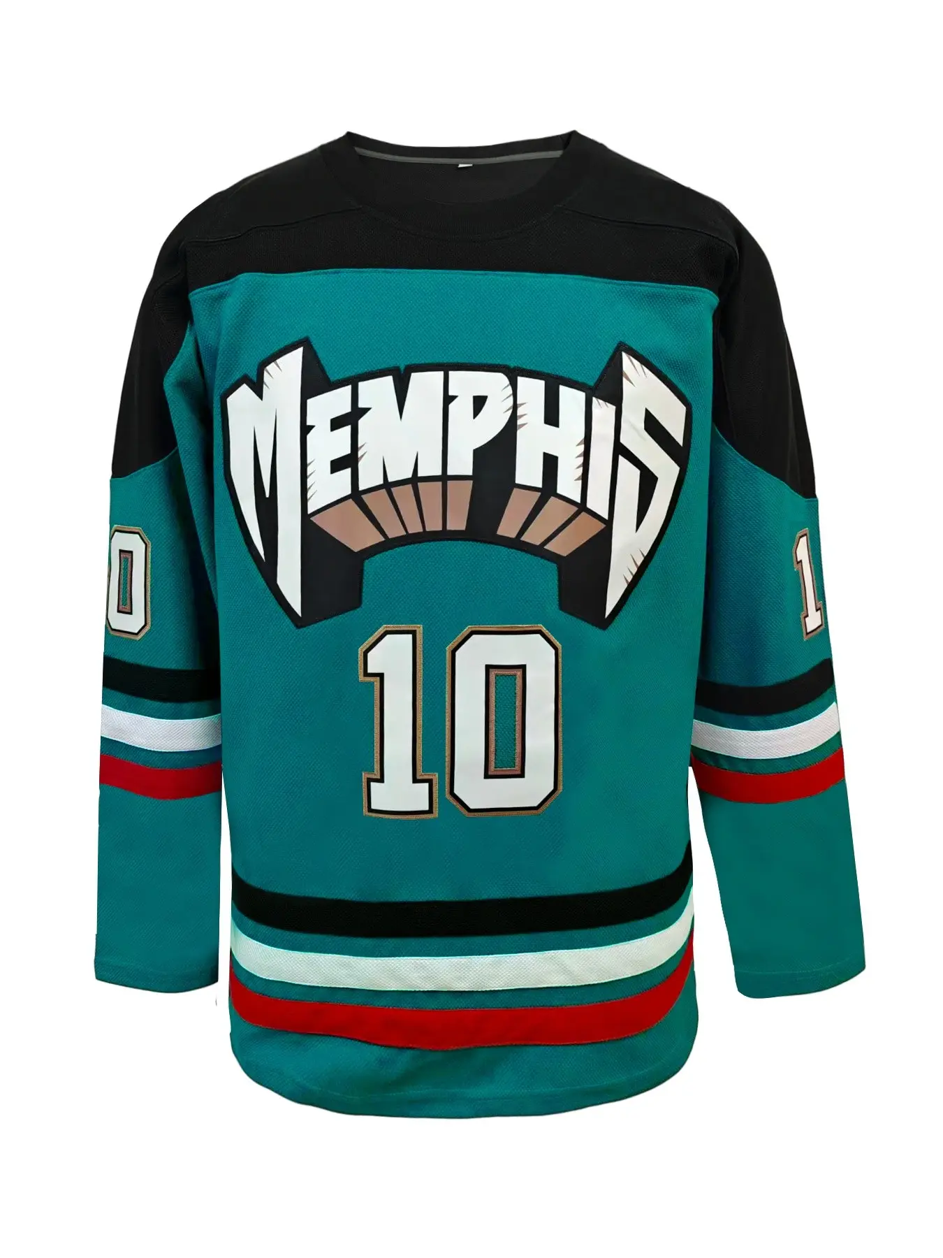 Memphis #10 Green Hockey Jersey - Polyester Embroidered Ice Hockey Jersey Long-Sleeved Practice Hockey Jersey Casual Sportswear, Athletic Apparel, Athletic Clothing, Casual Sports Tops, S-3XL