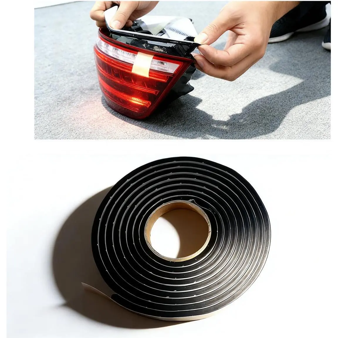 8MM×13Ft Butyl Rubber Sealant Tape, Self-Adhesive  Sound Deadening Caulk Strip, Automotive Headlight  Refit Butyl Rope for Resealing Window Door Windshield (Black)