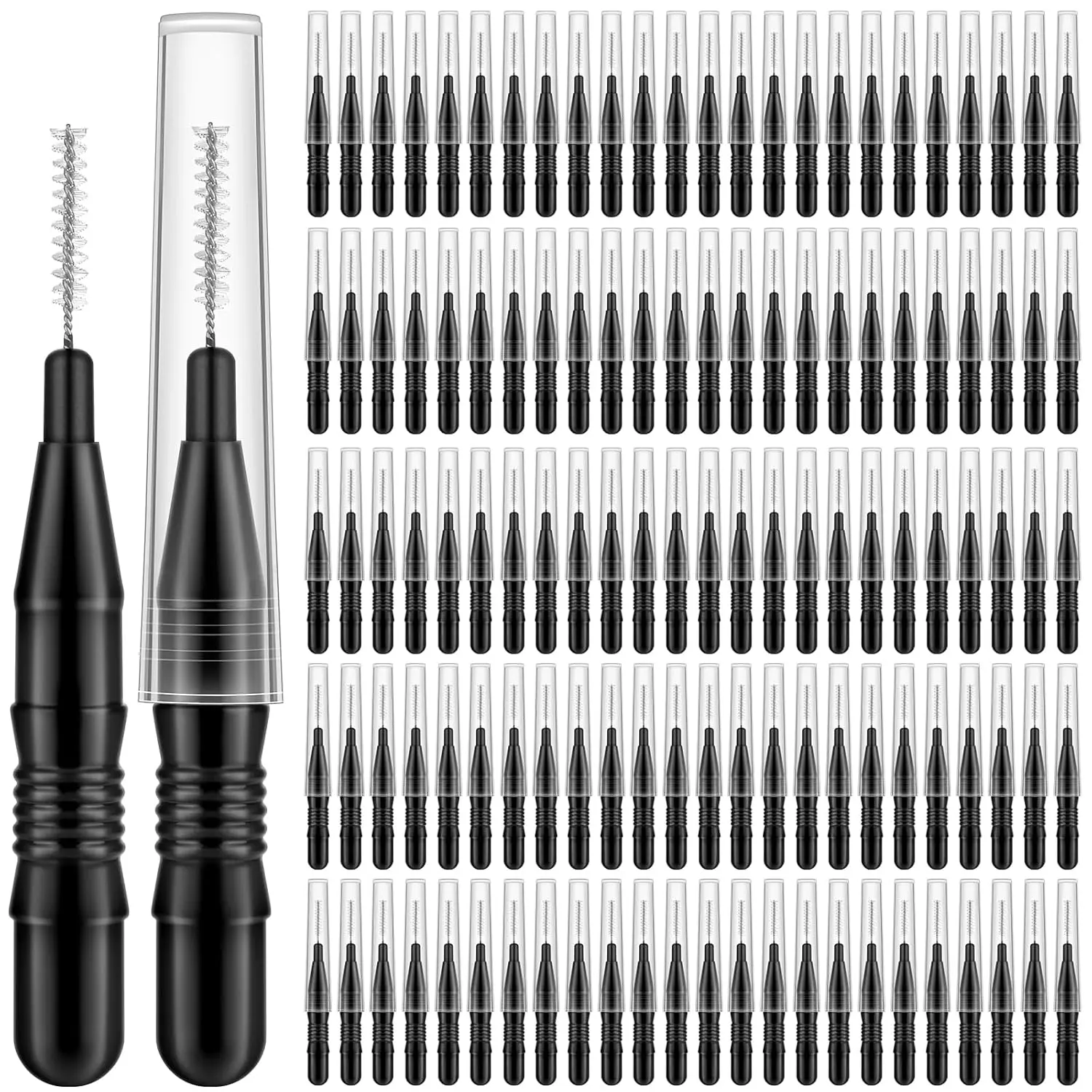 120 micro eyebrow brushes with lids, used for eyebrow shaping, eyelash filling, lifting, and tinting, suitable for comb-style extensions of eyebrows and eyelashes