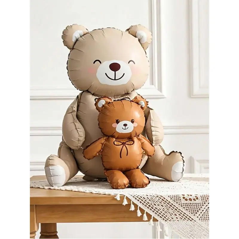 1/2/3/9pcs 37-Inch Sitting Brown Bear Shaped Balloon Base, Balloon Birthday Party Decoration, Indoor Tabletop Gathering Arrangement, Foil Balloon