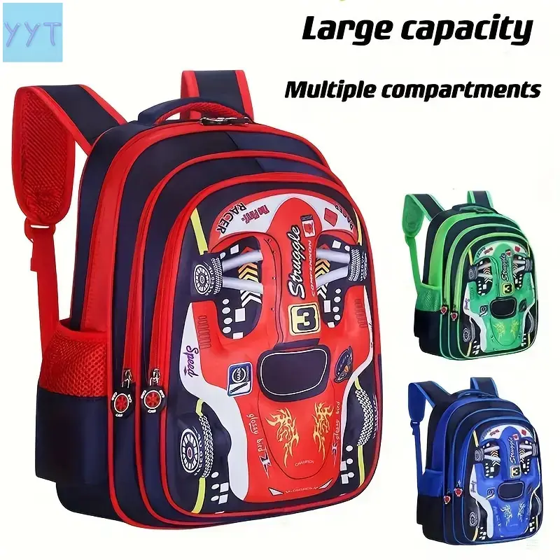 YYT1  (New)Primary School Grade 1, Grade 3, Grade 6 Backpack  New Racing Car Boys Children's Large Capacity Backpack