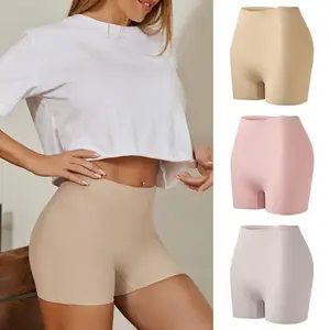 Western-Style Ice Silk Safety Shorts, One-Piece Boxer-Style Anti-Exposure Underwear, Slim-Fit Mid-Rise Seamless Safety Panties
