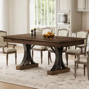 🍽️ Garvee 71" Industrial Dining Table for 6-8 – Double-Sided Drawers, C-Shape Base, Sturdy Wooden Kitchen Table with Large Tabletop. Perfect for Home & Office! 🪵