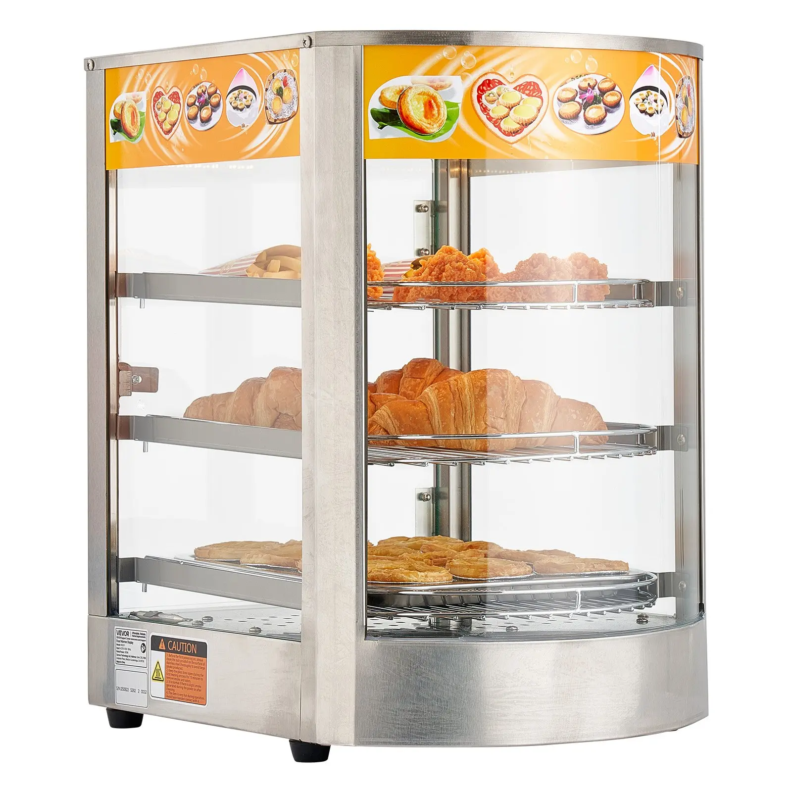 【DealsForYouDays】VEVOR 3-Tier Commercial Food Warmer Display, 800W Food Display Warmer with LED Light, Adjustable Shelf and Stainless Steel Frame, 86185 Air Heating, 60L for Hamburger, Pizza, Bread, Fried Chicken