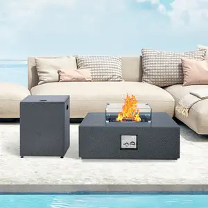 56" Propane Fire Pit Table 50,000 BTU Outdoor Gas Fire Table with Tank Hideaway, Removable Lid – Multiple Sizes & Colors for Patio Deck