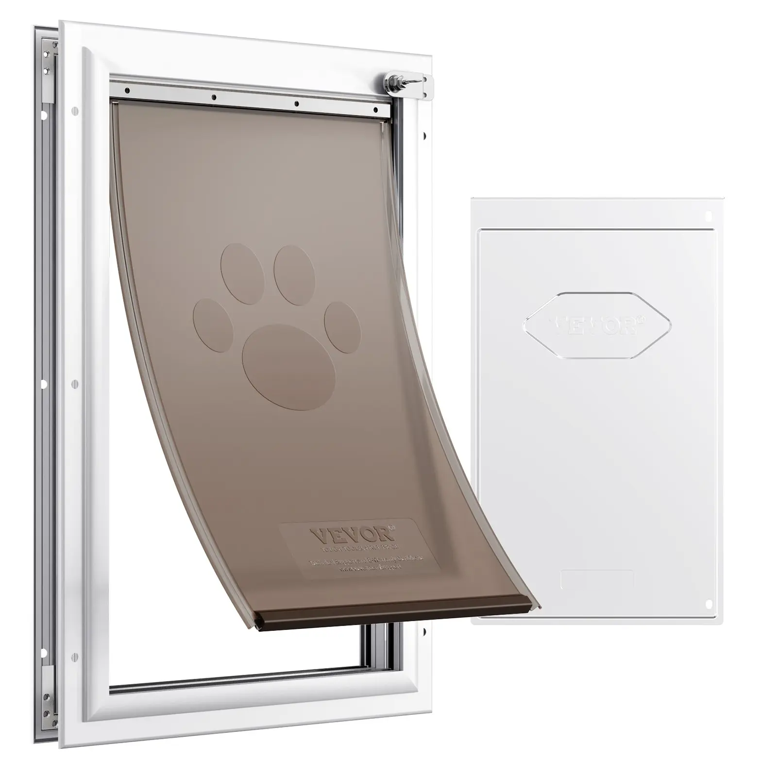 Pet Door, 8.27" x 11.93" Aluminum Frame with Lock and Flap System, Weatherproof Doggy Door, Easy to Install in Interior or Exterior Doors, Pet Door Suitable for Cat Doggie Kitties (White-Small)