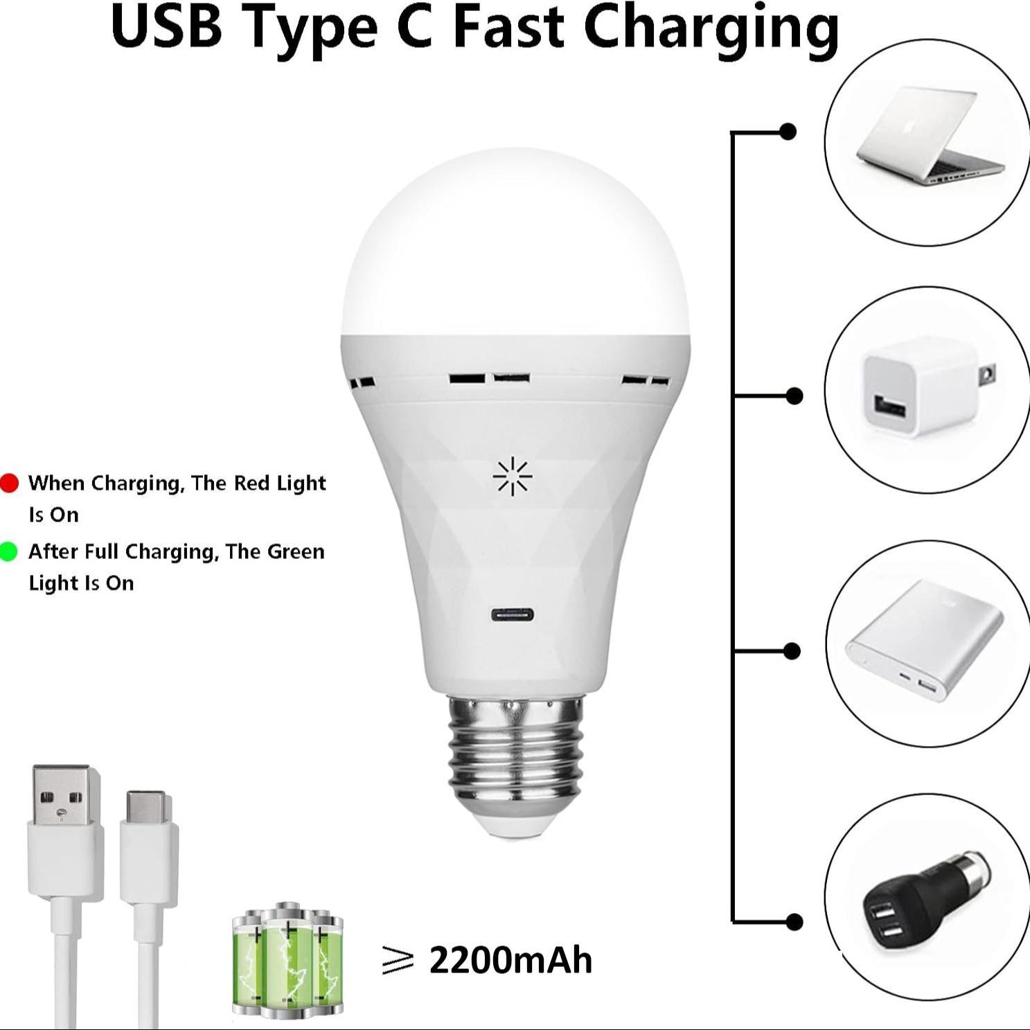 Rechargeable LED Bulb, 1 Count Smart LED Bulb with E27 Base, Dimmable LED Bulb with Timing Function, Remote Control LED Light Bulb for Home, Office, Bedroom