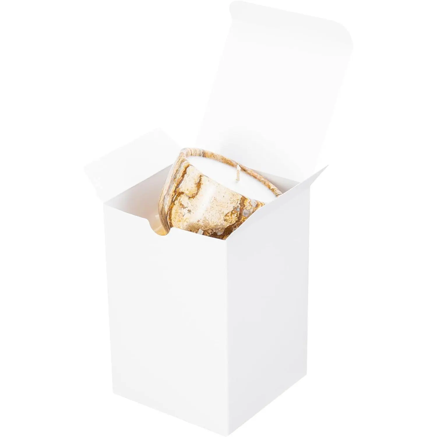 10 Pack 4x4x6 White  Boxes with  - Tall Small  Boxes for 16oz Mason Jars, Candles, Mugs - Pop-Up Easy Assembly Favor Boxes for Christmas, Wedding & DIY Crafting
