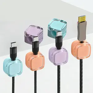 Magnetic Cable Clips 6-Pack, Self-Adhesive Cable Organizer, Magnetic Cable Holder, Charger Cord Organizer, Ideal for Charging Cables, Desktop, Wall, Nightstand, Office Gift (multi-Color)