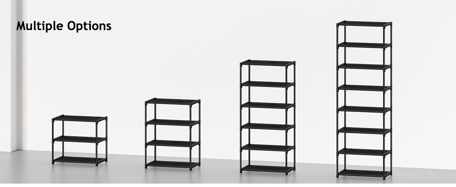 4 Tier Small Shoe Rack, Narrow Stackable Kids Toddler Adult Shoe Storage Organizer Shelf for Closet Floor Entryway Bedroom, Space Saver Shoe Rack Organization Shelves