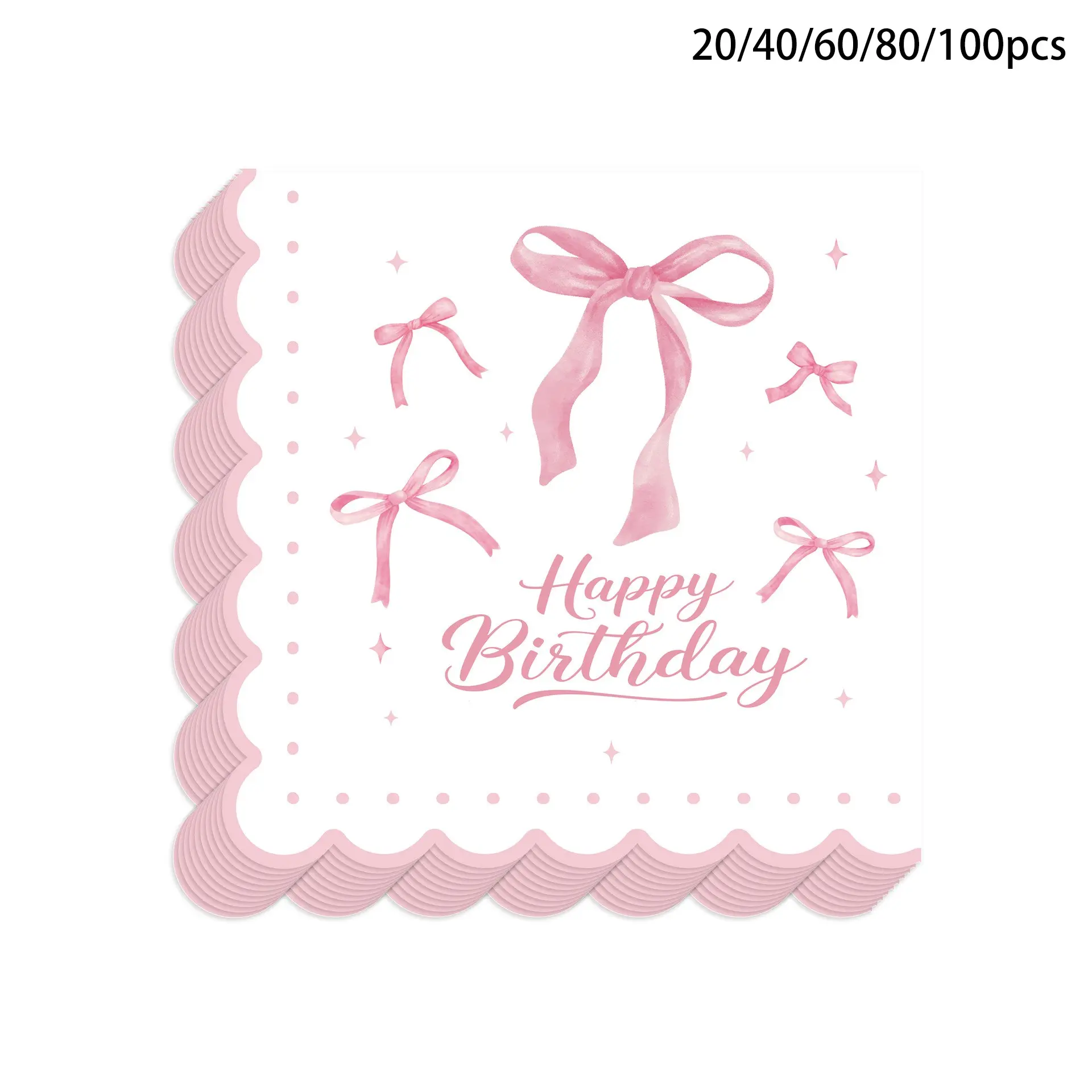 Bow Party Napkins, 20/40/60/80/100 Count, Disposable Paper Napkins, Birthday Decor, Holiday Gifts, Home & Garden Decoration