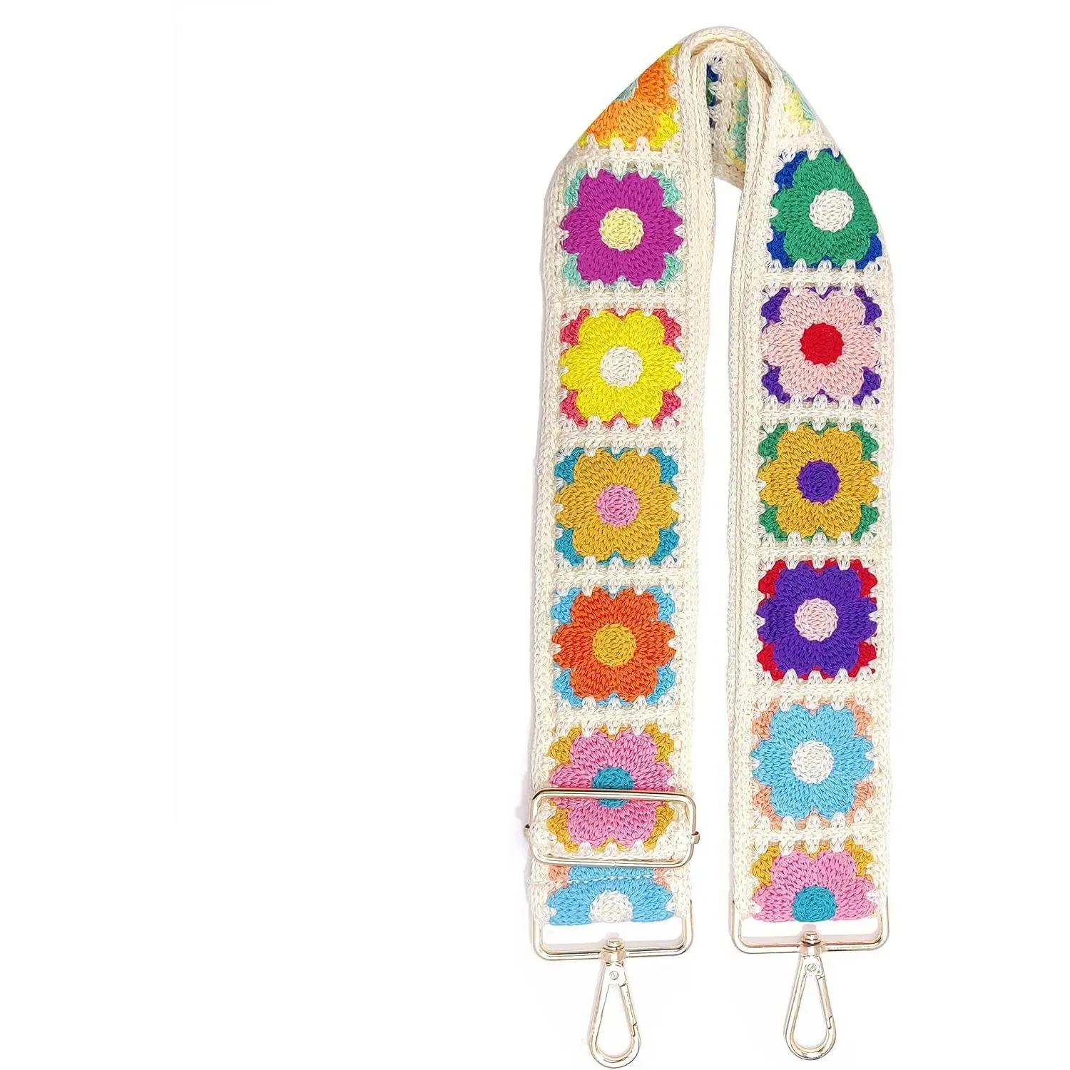 Purse Straps, 2" Crochet Flower Purse Straps  Wide Adjustable  Strap for Bag Handbag