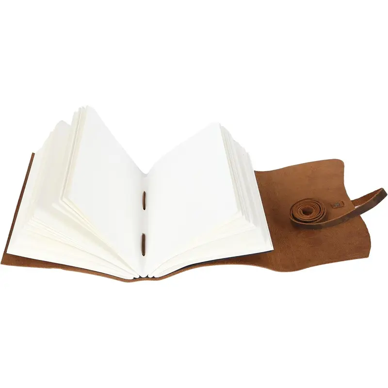 Handmade Vintage Leather Journal - 7x5" With Deckle Edge Paper & Locking Key - View #11