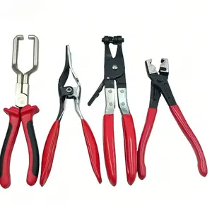 4-piece/set Automotive Pliers Set, Hose Clamp Pliers Straight Type Ear-Type Hose Clamp Pliers, Auto Repair Service Hand Tools