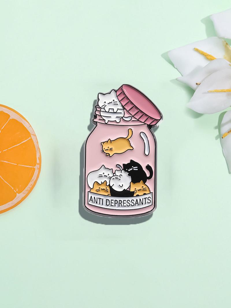 Cute Cat Design Brooch Pin, Animal Themed Enamel Pin, Clothes Accessories for Women & Men, Perfect for Backpacks, Jeans, Scarves, Hats Decoration, Hat Pins