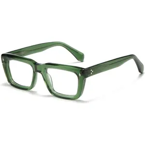 Sutton Retro Rectangle Acetate Thick Glasses Frame Prescription Optical Eyewear for Women Men 53-21-148mm