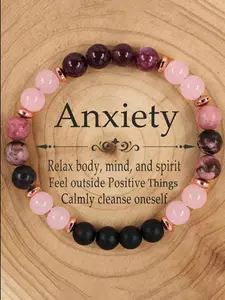 Natural Stone Garnet Beaded Women's Bracelet, Anxiety Relief, Positive Energy, Relaxing Jewelry Gift, High-Quality Meditation Bracelet