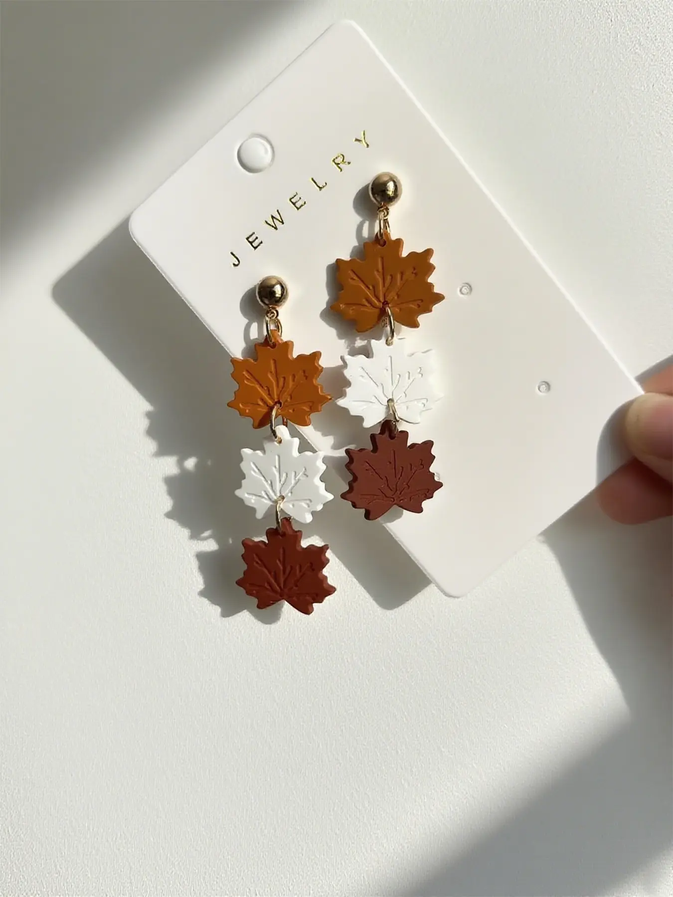 Autumn Maple Leaf Dangle Earrings, Women's Three-Layer Multicolor Acrylic, Vintage Style Thanksgiving Jewelry, Lightweight Drop Earrings