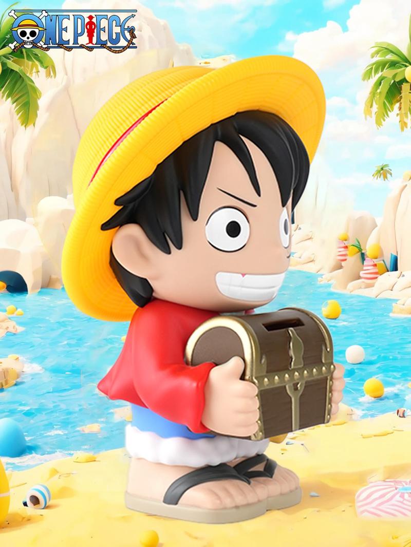 L-One Piece Officially License Luffy Figural Bank Piggy Bank Accessories Coin Bank PVC High Quality Anime Movie Peripheral Collectible Merch Home Bedroom Desktop Decoration One Piece Decor Birthday Gift for Fans