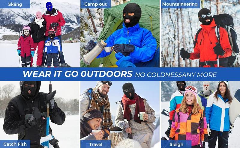 2pcs 3 Hole Winter Knitted Mask, Car Seat Protector for Head Rest, Full Face Cover Ski Scarf Mask Warm Balaclava for Adult Skiing, Motorcycle,Wind Protection