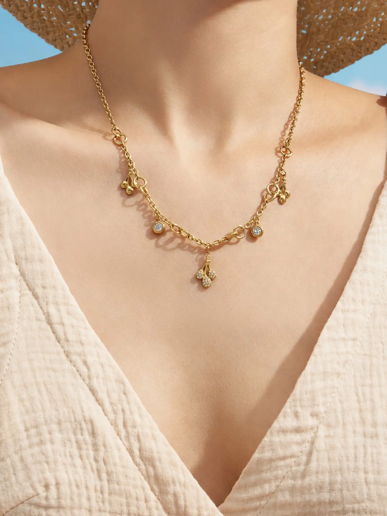European and American Fashion Unique Multi-Pendant Necklace Bracelet, Stainless Steel Waterproof Daily Jewelry Accessory