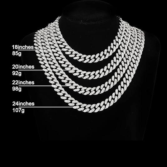 Chicago Necklace Silver Plated STAY HUMBLE HUSTLE HARD Pendant & 14mm 20" Iced out Cubic Zirconia Zig Zag Cuban Bling Chain Hip Hop Necklace