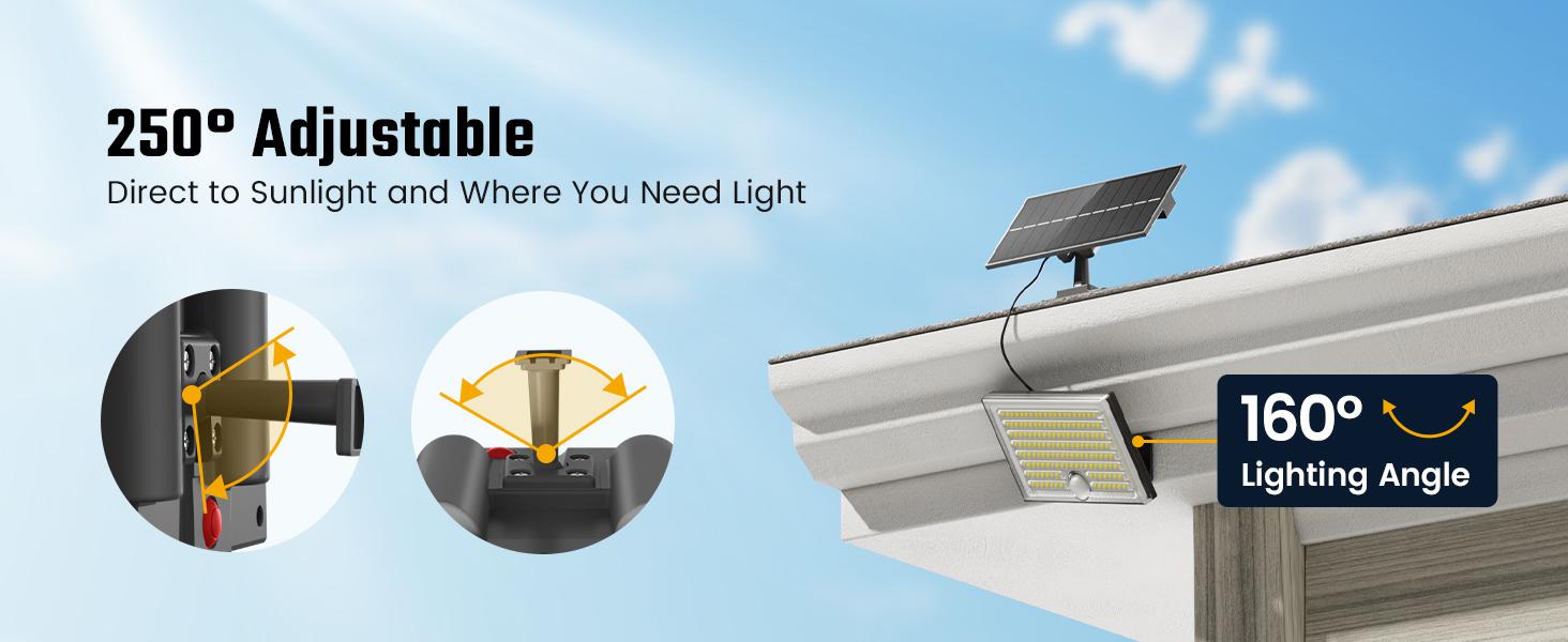 Mini Solar Lights Outdoor with Motion Sensor, 170-LED Solar Flood Lights Outdoor Dusk to Dawn with 16.5FT Cable, 3 Modes Solar LED Lights for Outside Waterproof IP65 for Patio, Yard, 4 Pack
