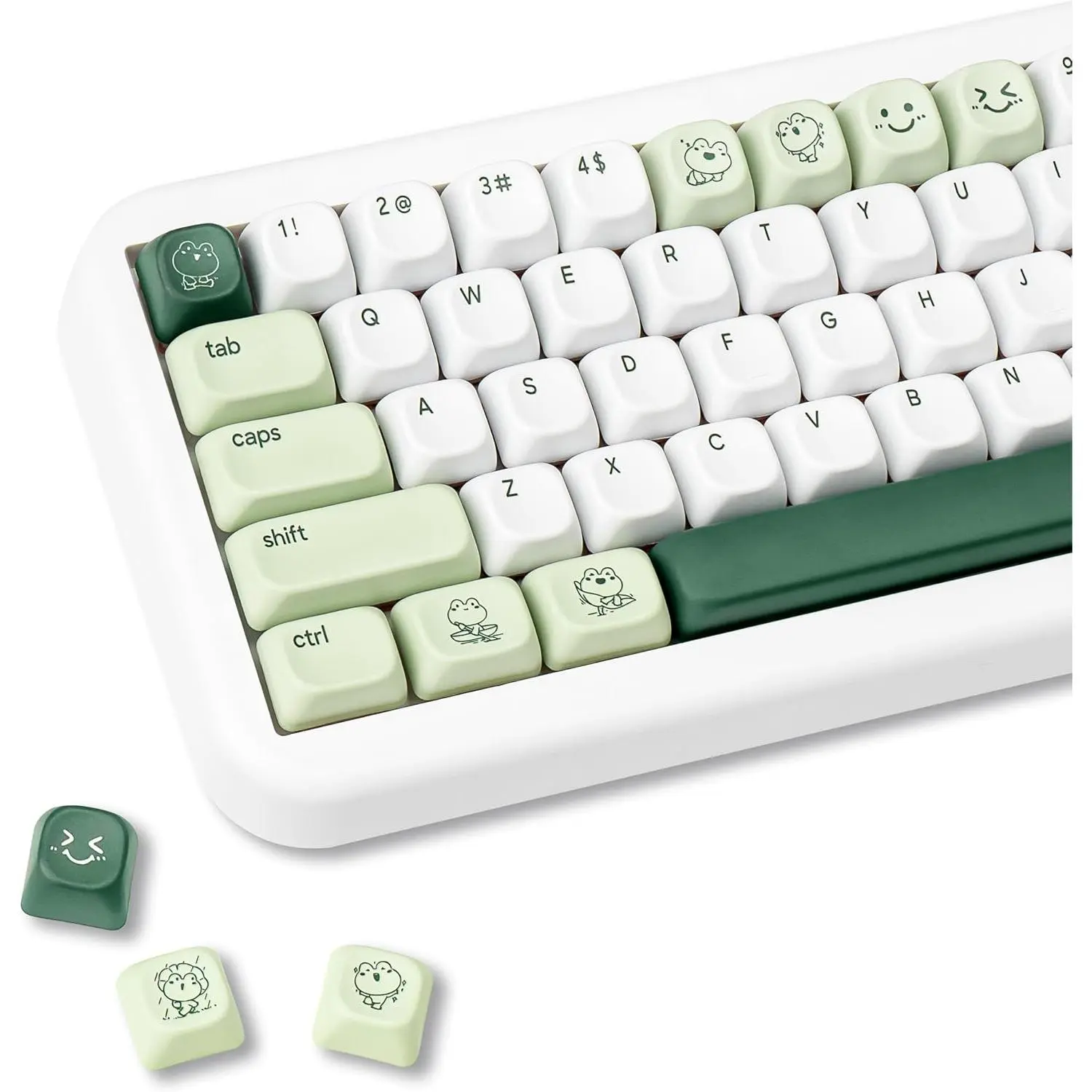 PBT White&Green Cute Little Frog Keycaps