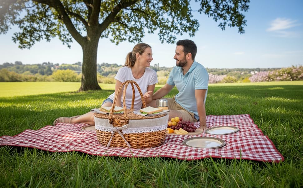 Wicker Picnic Basket with Lid and Handle Sturdy Woven Body with Washable Lining,Little Flowers Wicker Picnic Basket with Lid and Handle Sturdy Woven Body with Washable Lining,Little Flowers