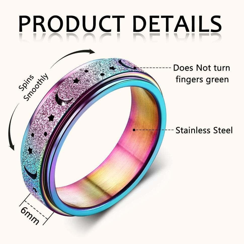 FINREZIO Stainless Steel Fidget Rings for Anxiety for Women Spinner Ring 6mm Rose Gold Ring Thumb Ring Size 5-13 Fashionable Jewelry Accessories rings men promise rings gf wedding ring real rings wedding ring set smartrings emo stuff non tarnish rings