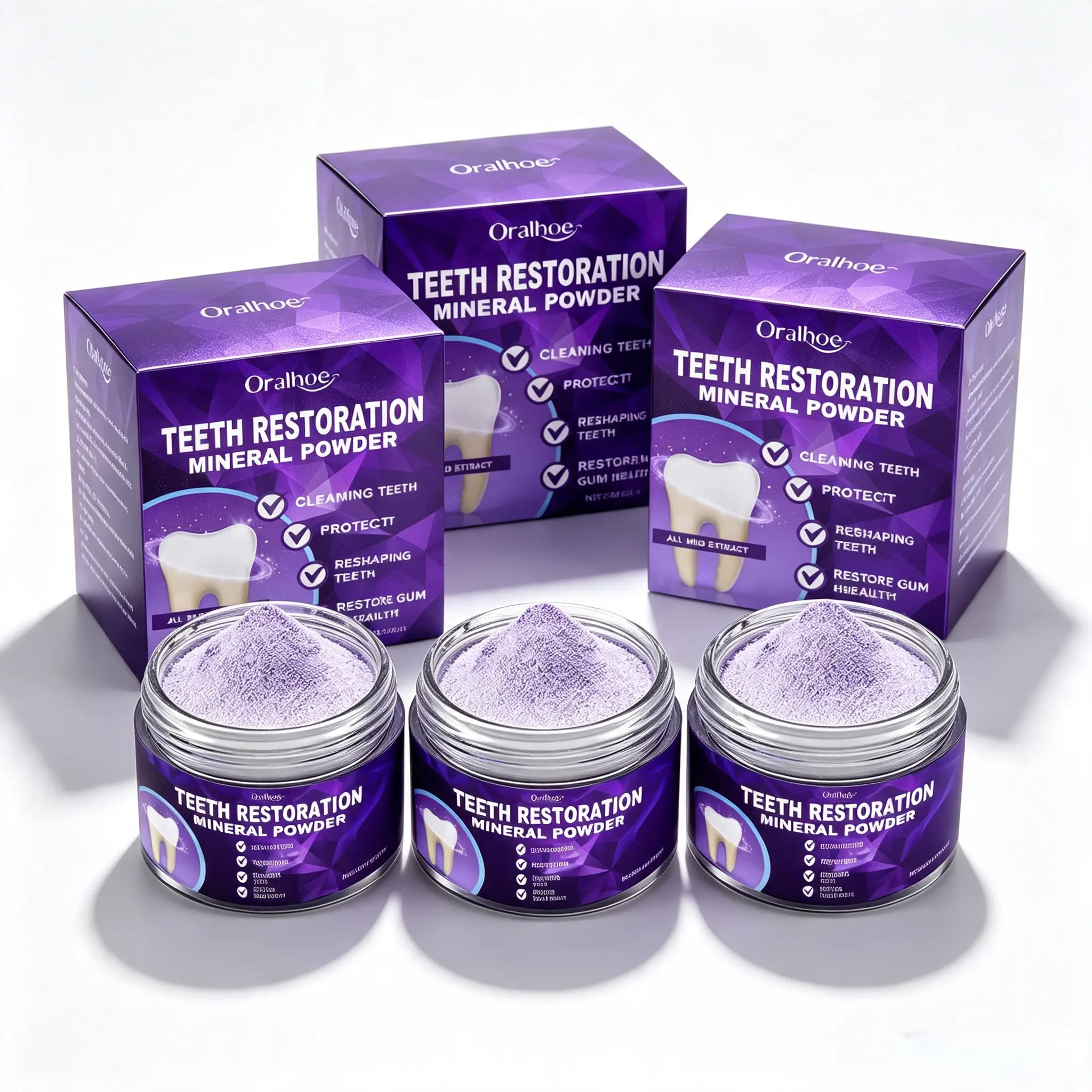 Purple Mineral Tooth Powder, Mint Flavor Gentle Oral Care Powder, Brighten Smile, Eliminate Bad Breath, Lift Teeth Surface Stains, Portable Daily Teeth Cleaning For Travel
