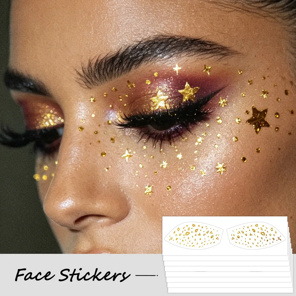 8 Flashing Freckle Stickers, Face Stickers, Waterproof Temporary Tattoos, Makeup Accessories for Women, Dance, Music Parties, Summer, Valentine's Day, Easter