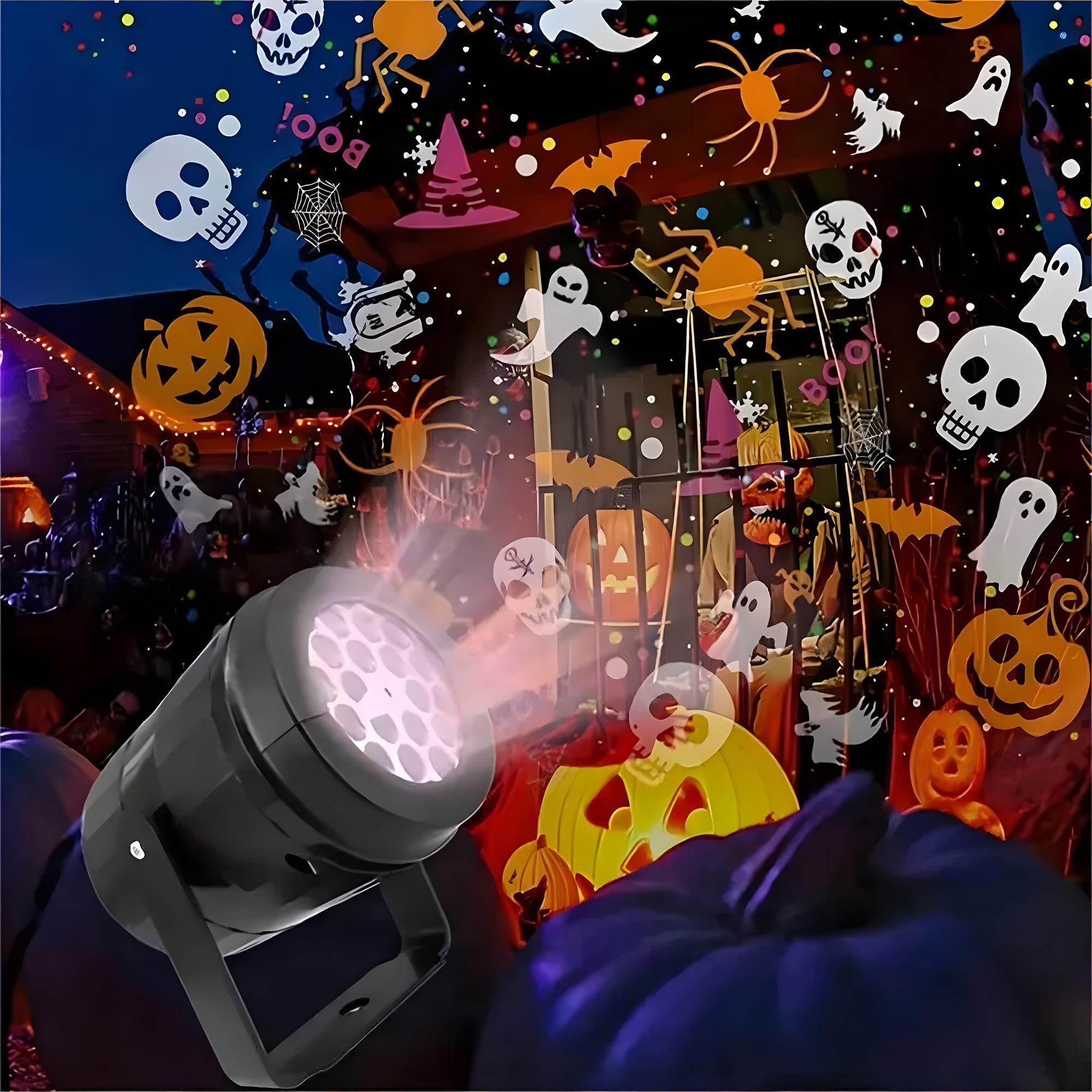 Halloween LED Projector Light, 1 Box Ghost & Pumpkin Patterns Projector Light, Ambient Room Lighting for Halloween Party Decor, Led Spotlight