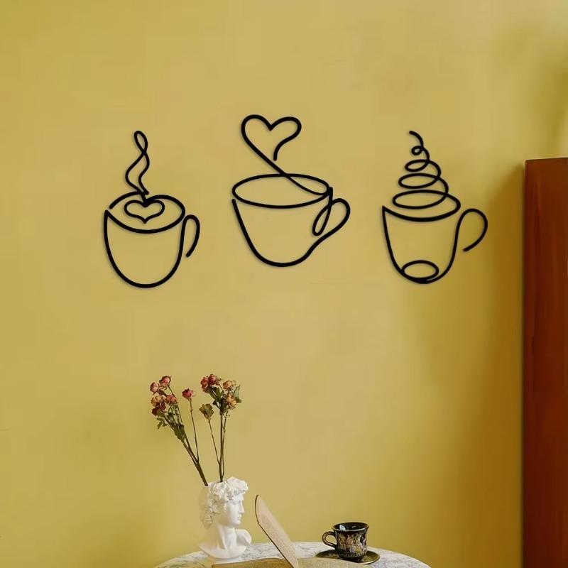 Coffee Cup Pattern Wall Art, Hand Drawn Artwork, Unique Artwork, Vintage Coffee Cup Wall Decor, Decoration, Charming Kitchen Decor for Stylish Home Interiors