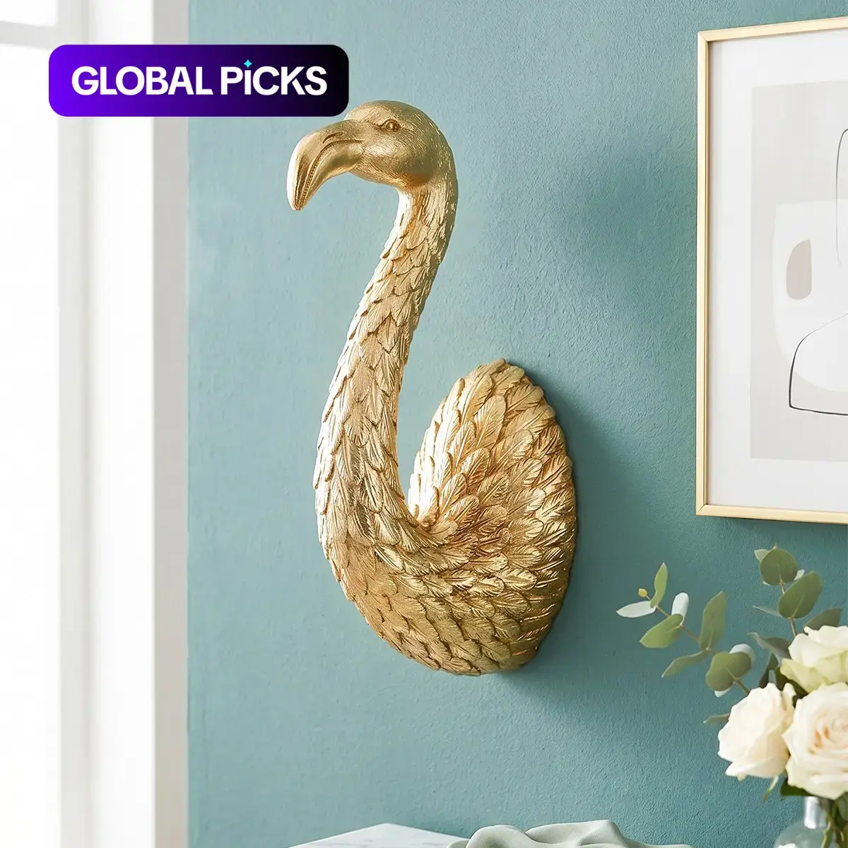 European Luxury Flamingo Wall Decor, Living Room TV Background, Entryway, Bedroom, Restaurant, Hotel Room Decoration, Above Bed Wall Decor, Home Wall Art, Decoration Items #GLOBAL PICKS