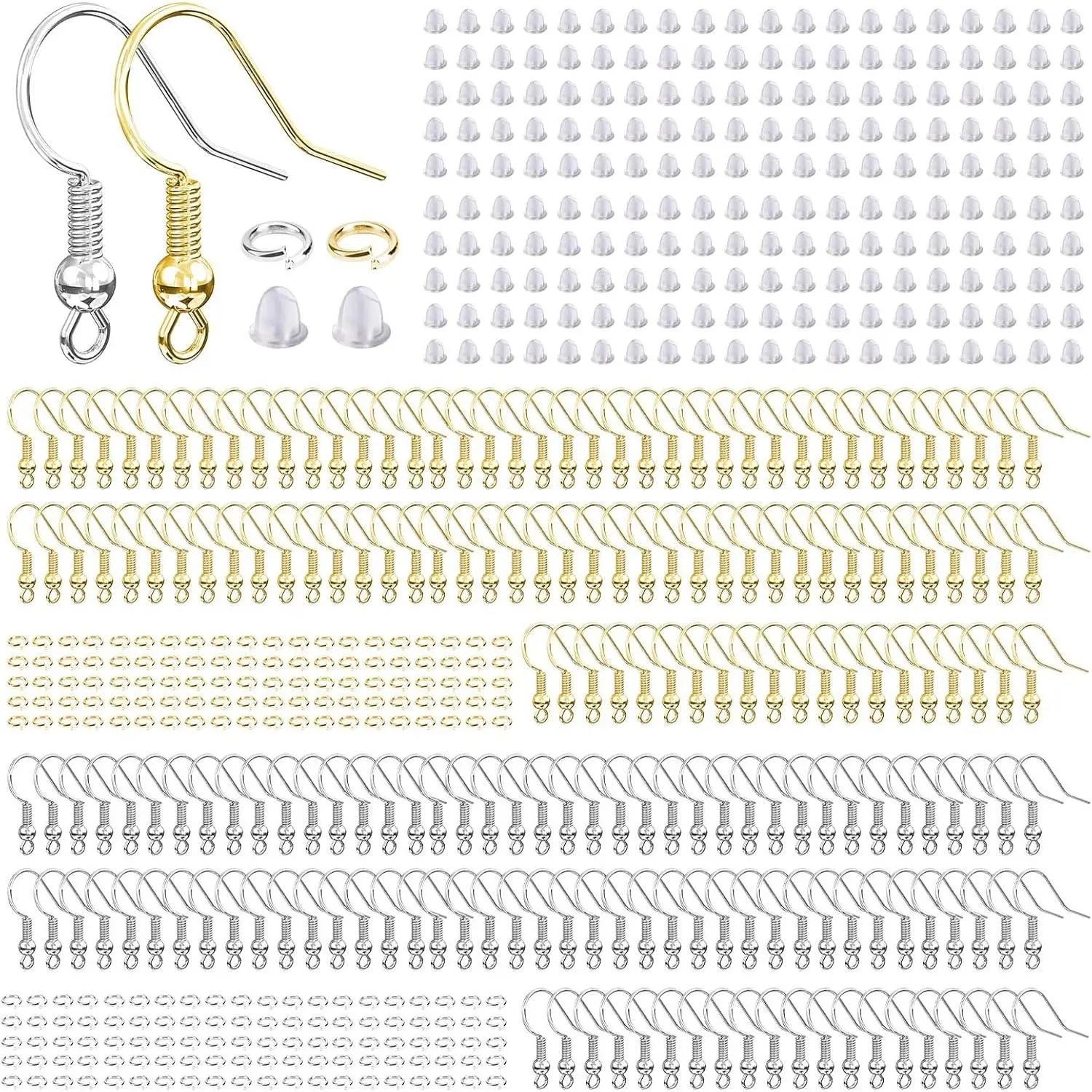 Earring Hooks for  Making, 600 count Earring Making Kit | 600 count Earring Making Supplies with Earring Hooks, Jump Rings and Backs, Earring Findings Wires Fish Hook ( & )