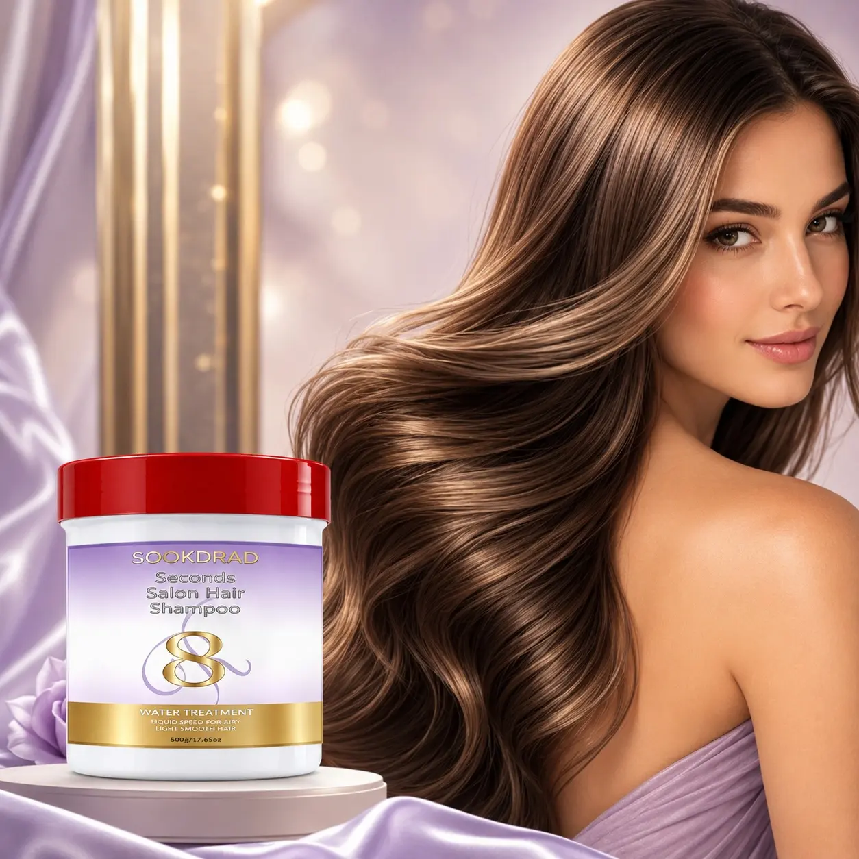 Seconds Salon Hair Shampoo, Water Treatment, Airy Light Smooth Hair, All Hair Types, Daily Hair Care, 500g/17.65oz