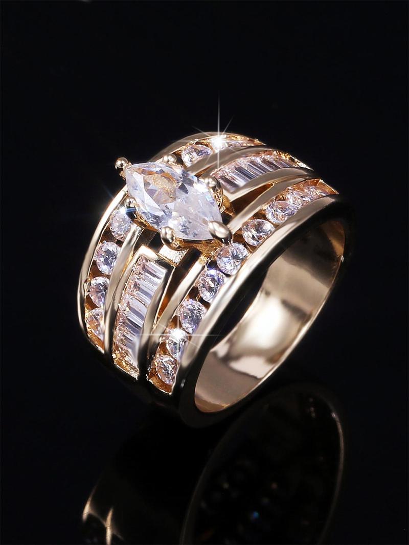 Fashion Artificial Crystal Decorated Ring, Statement Rings, Wedding Engagement Party Accessories for Women, Trendy Accessories for Party and Daily Life